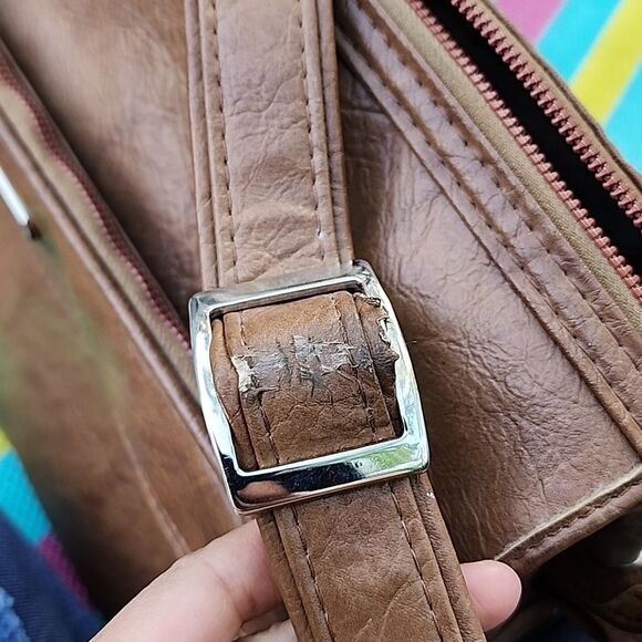 Samsonite Brown Carry On Luggage Travel Distressed Leather Sturdy Zip Adjustable - Picture 7 of 13